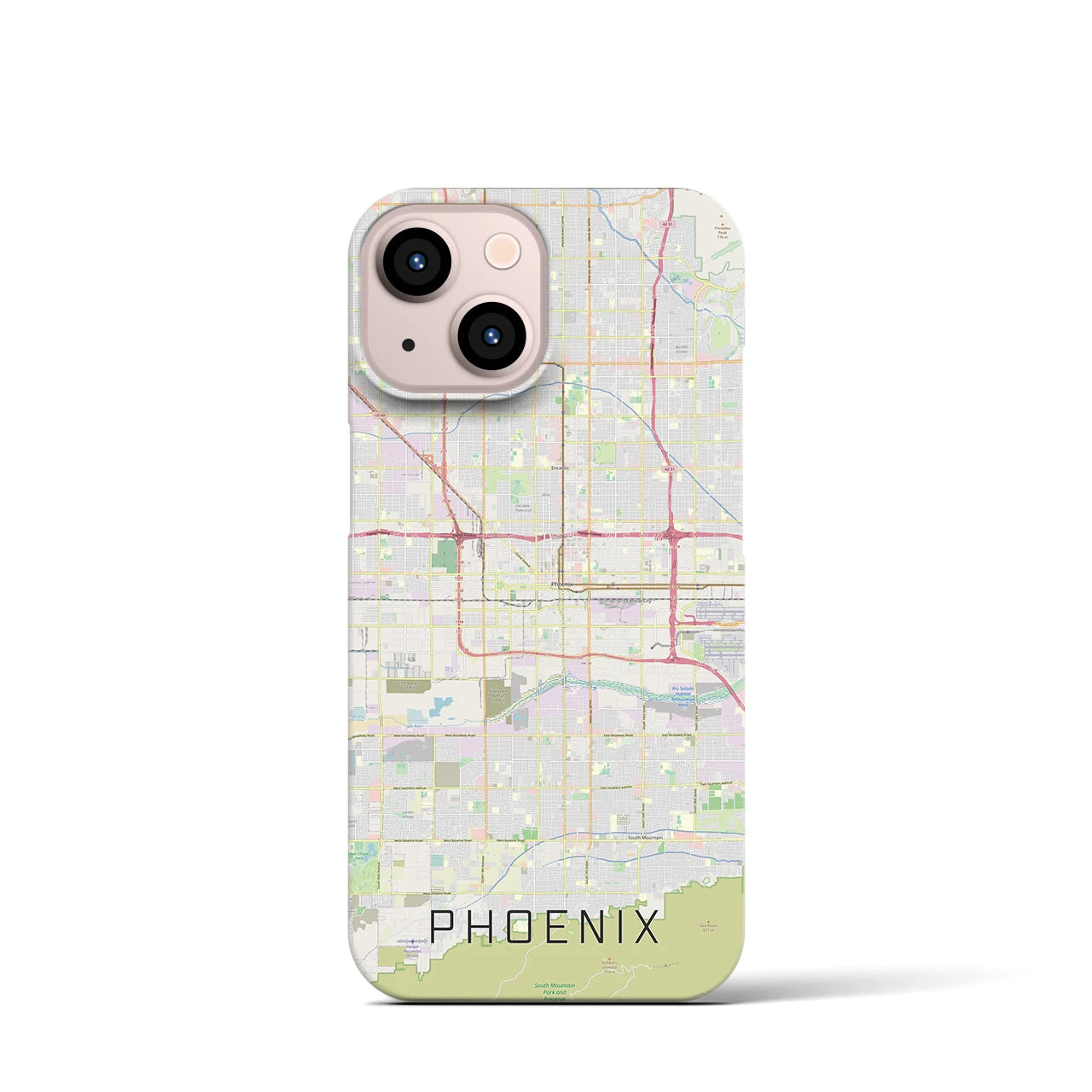 【フェニックス】地図柄iPhoneケース（バックカバータイプ・ナチュラル）iPhone 13 mini 用