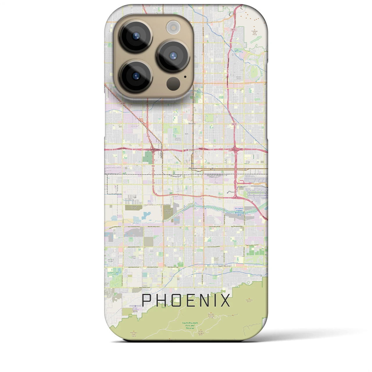 【フェニックス】地図柄iPhoneケース（バックカバータイプ・ナチュラル）iPhone 14 Pro Max 用