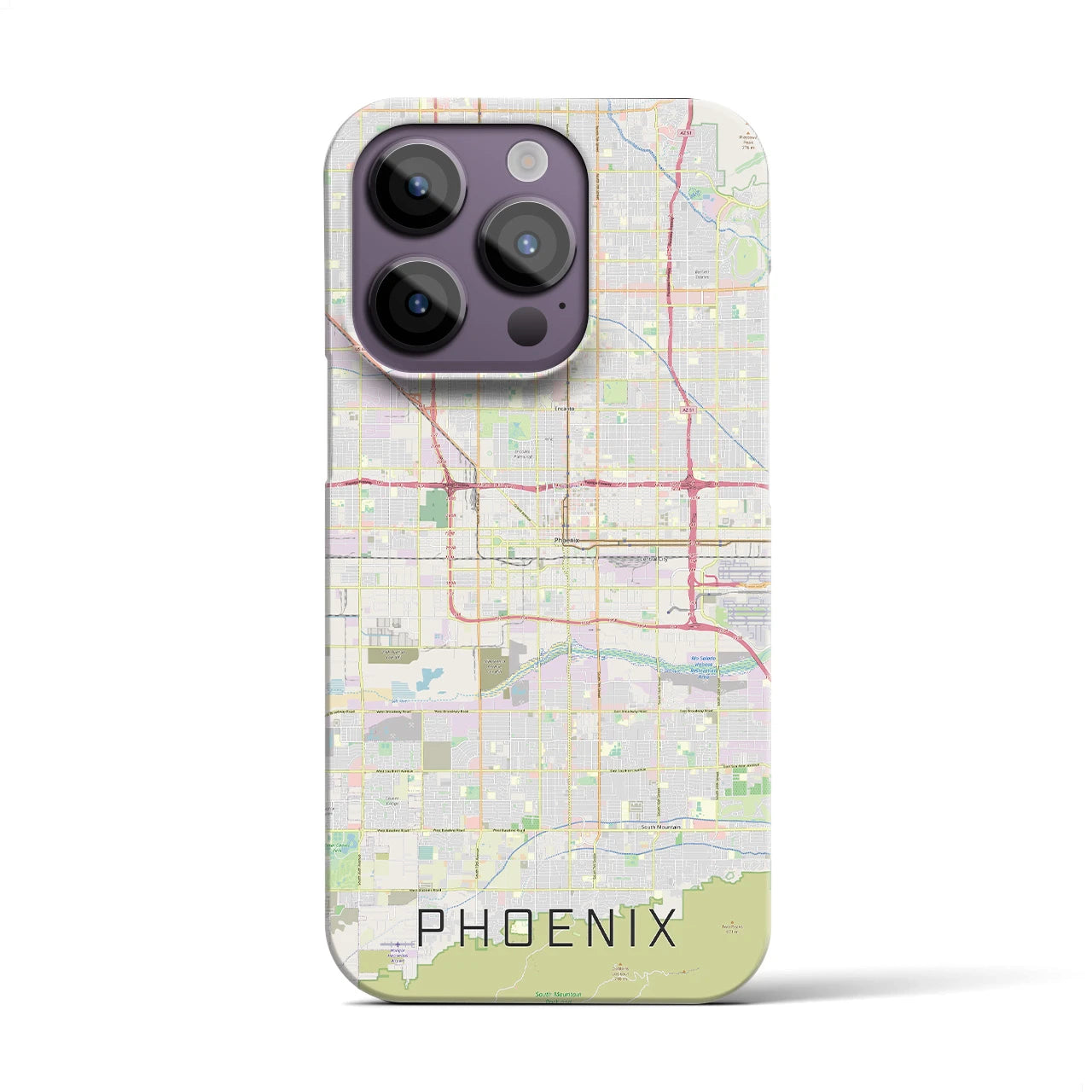 【フェニックス】地図柄iPhoneケース（バックカバータイプ・ナチュラル）iPhone 14 Pro 用