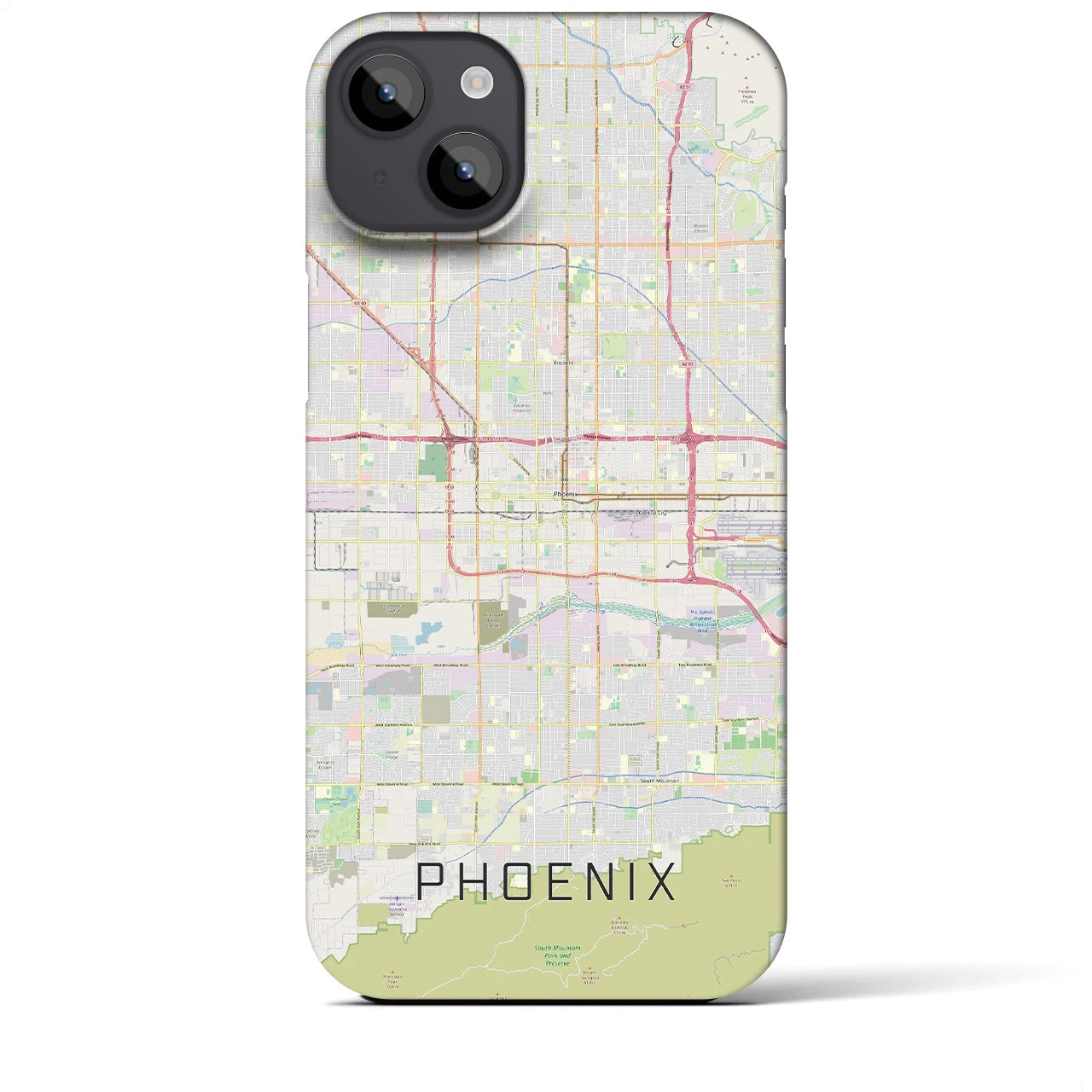 【フェニックス】地図柄iPhoneケース（バックカバータイプ・ナチュラル）iPhone 14 Plus 用