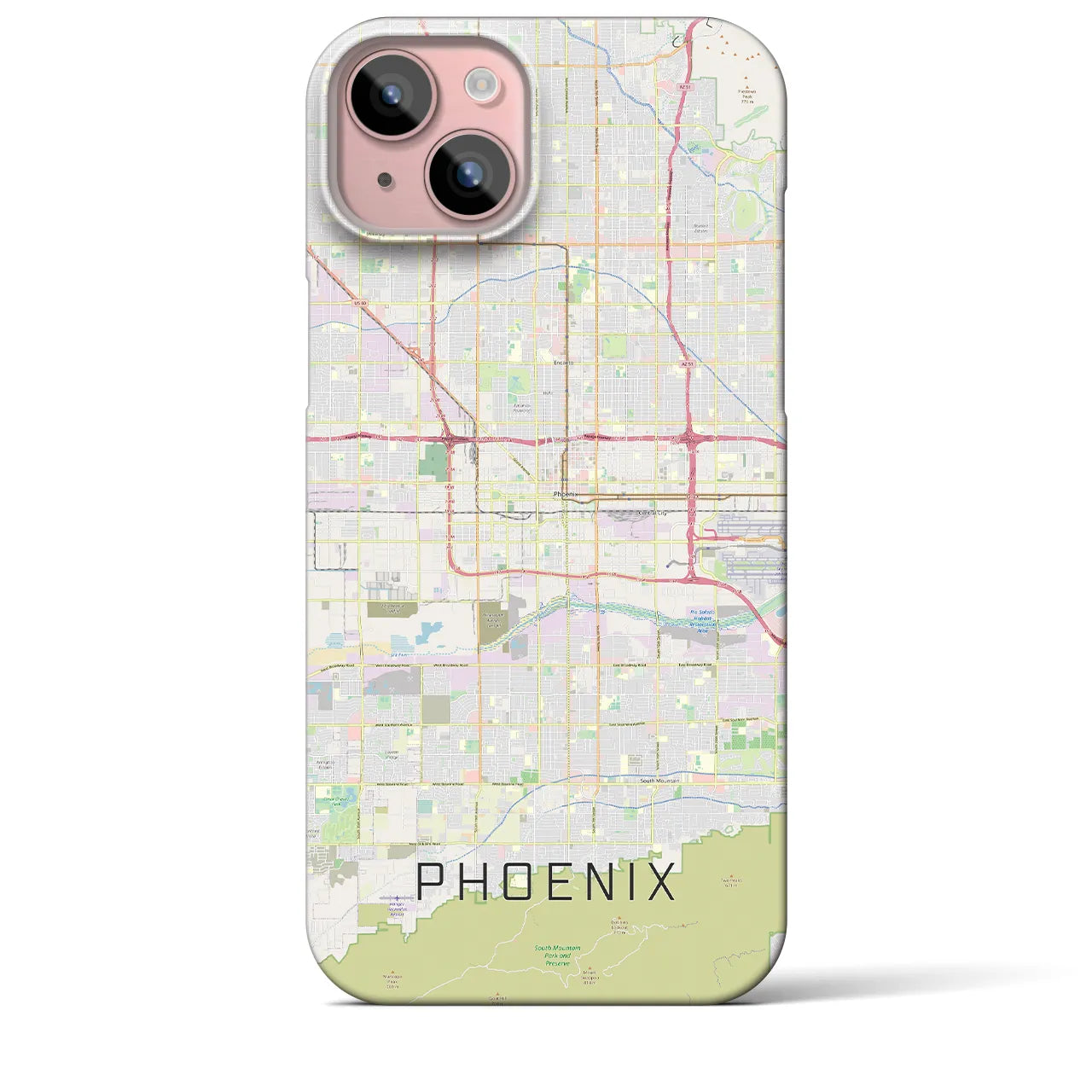 【フェニックス】地図柄iPhoneケース（バックカバータイプ・ナチュラル）iPhone 15 Plus 用