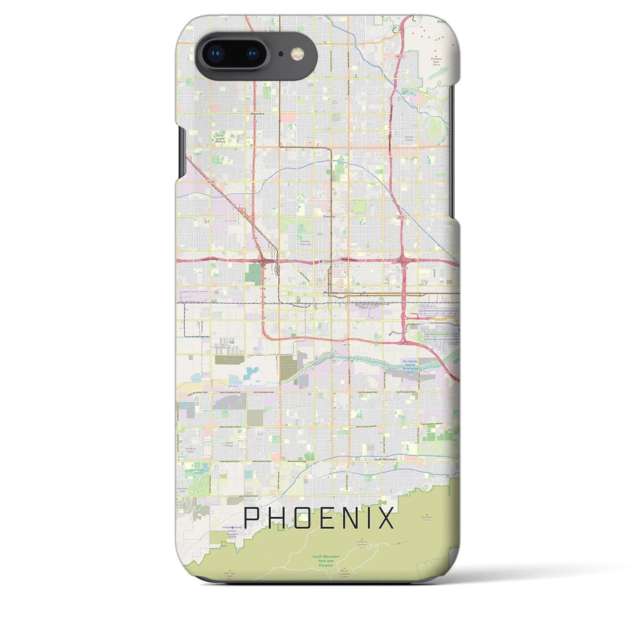 【フェニックス】地図柄iPhoneケース（バックカバータイプ・ナチュラル）iPhone 8Plus /7Plus / 6sPlus / 6Plus 用