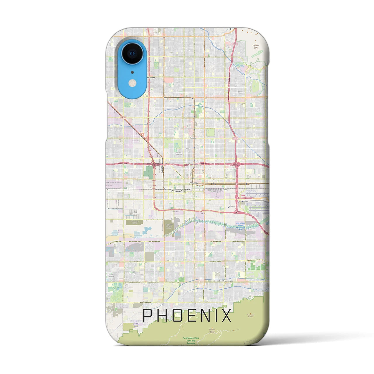 【フェニックス】地図柄iPhoneケース（バックカバータイプ・ナチュラル）iPhone XR 用
