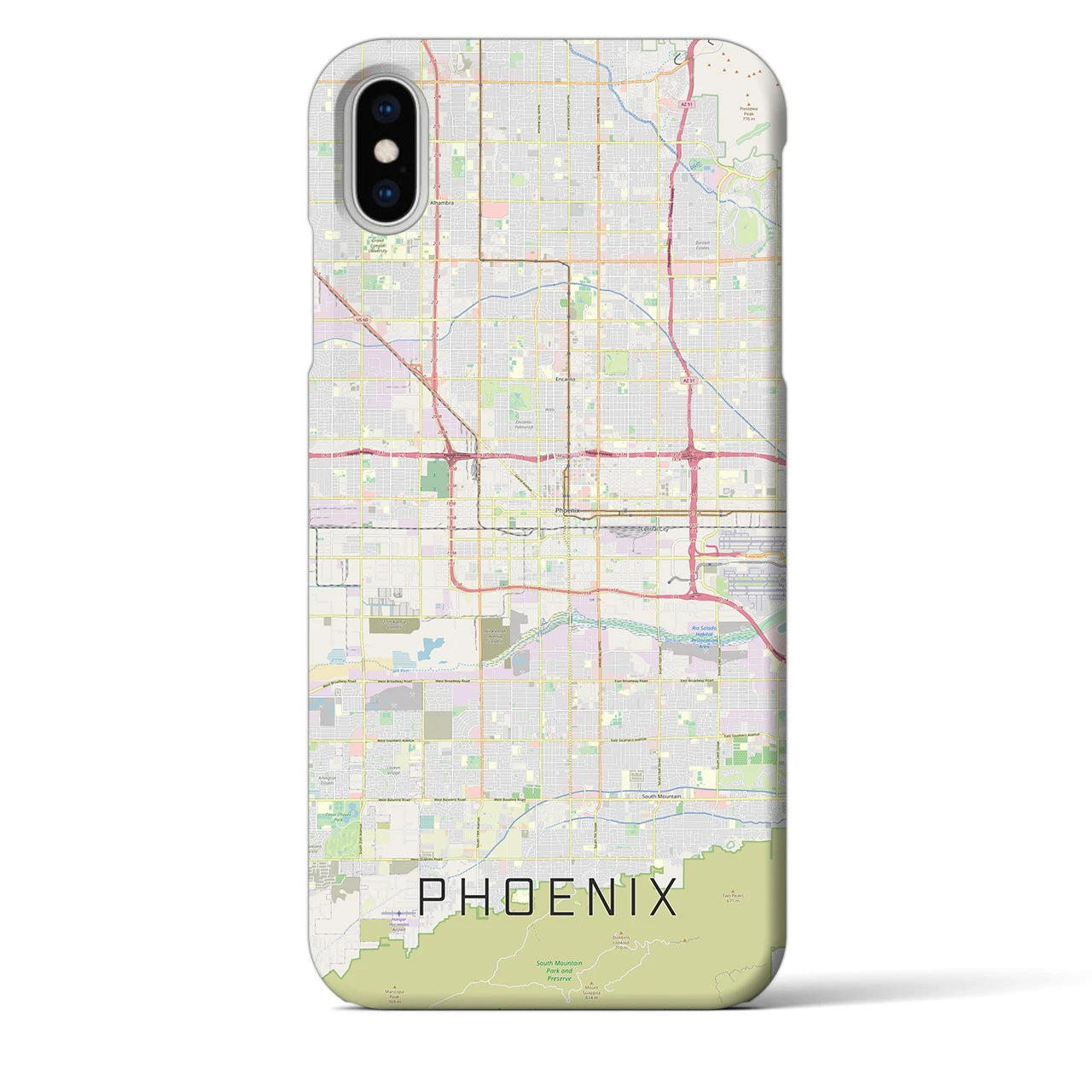 【フェニックス】地図柄iPhoneケース（バックカバータイプ・ナチュラル）iPhone XS Max 用
