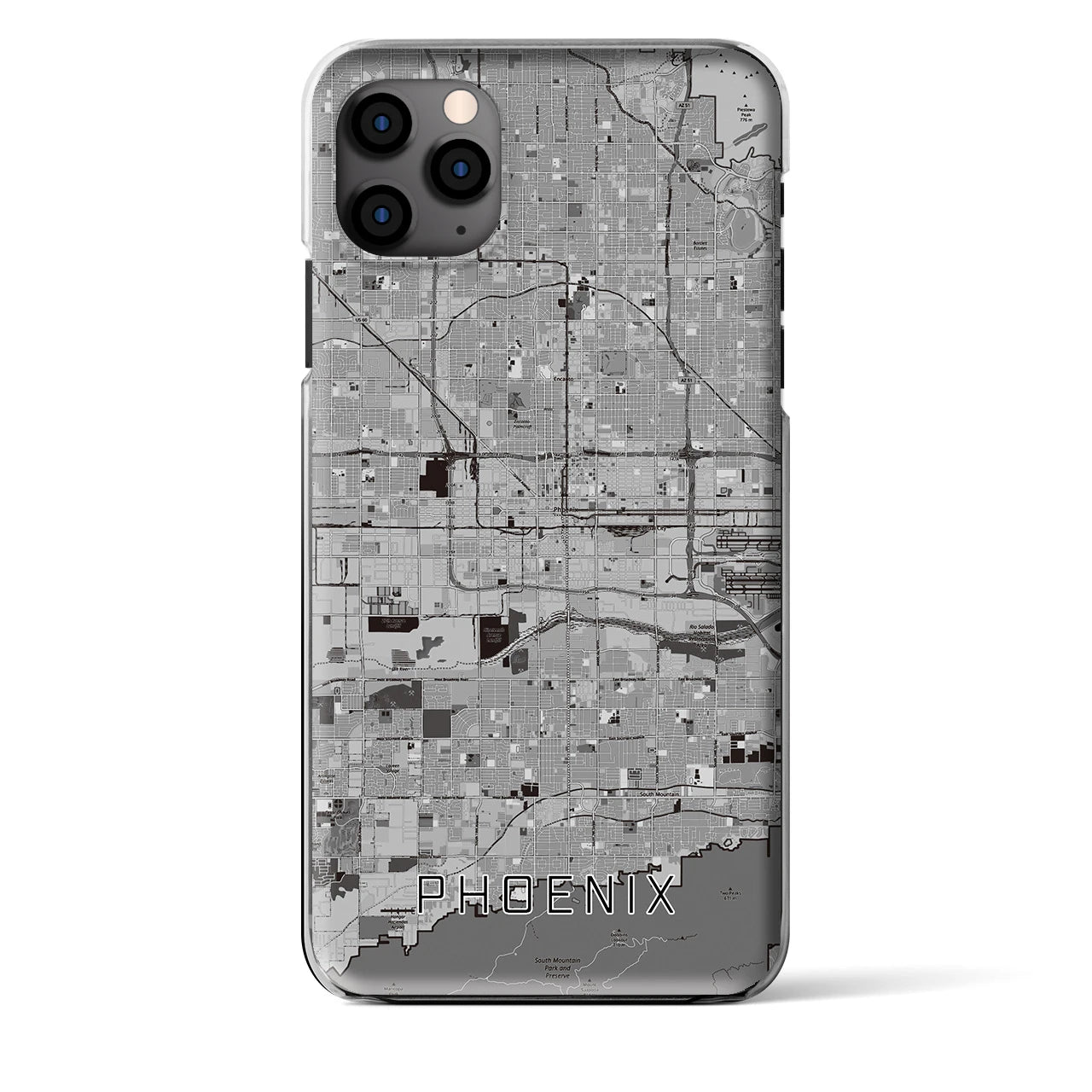 【フェニックス】地図柄iPhoneケース（クリアタイプ・モノトーン）iPhone 11 Pro Max 用
