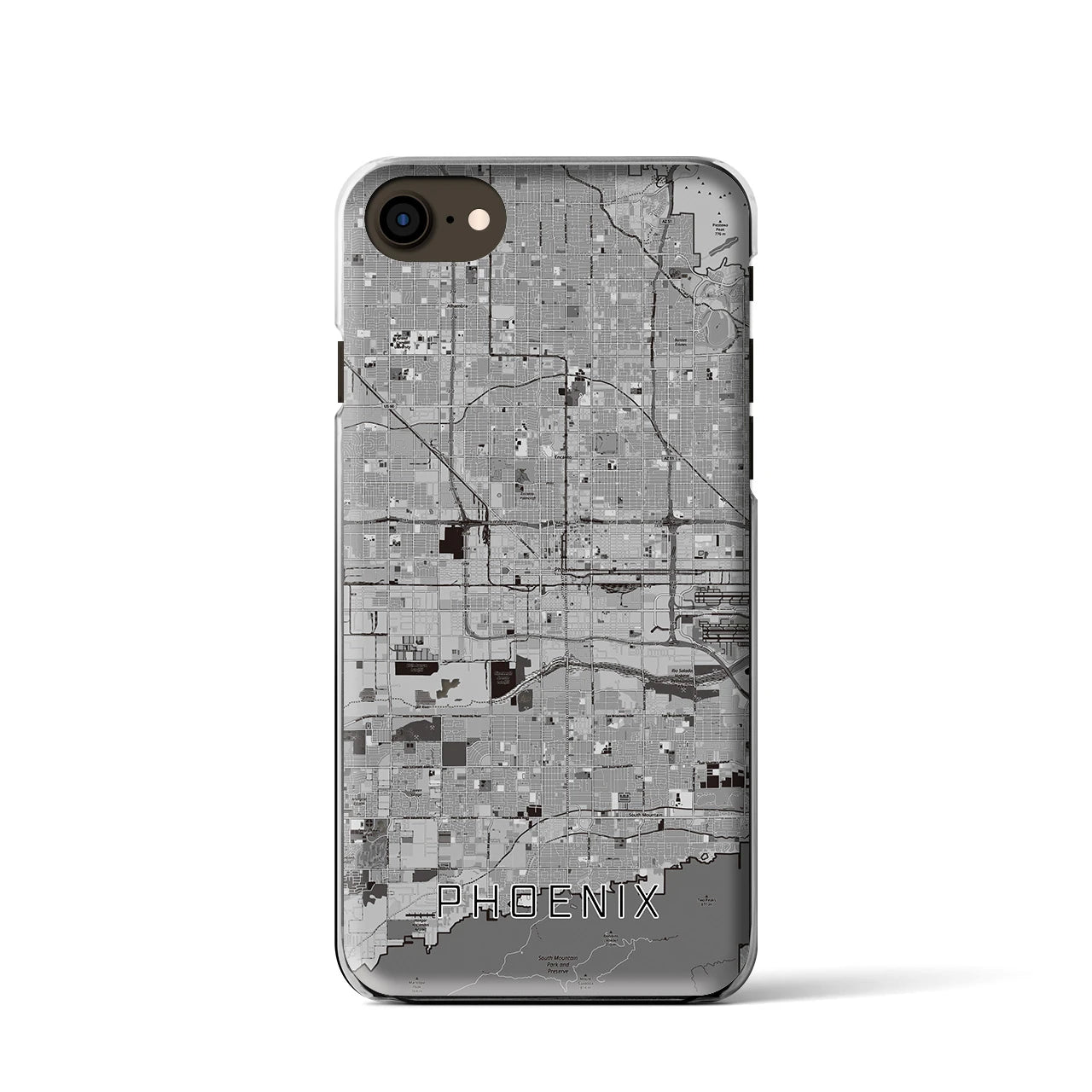 【フェニックス】地図柄iPhoneケース（クリアタイプ・モノトーン）iPhone SE（第3 / 第2世代） / 8 / 7 / 6s / 6 用