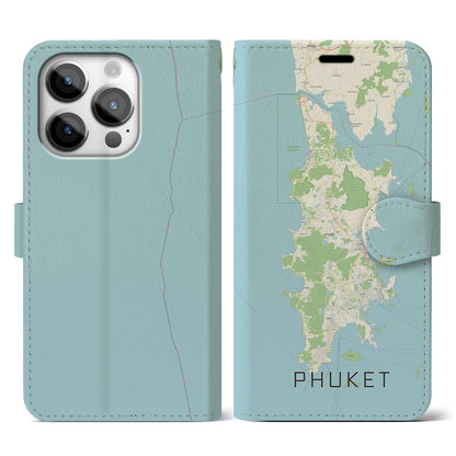 【プーケット（タイ）】地図柄iPhoneケース（手帳タイプ）ナチュラル・iPhone 14 Pro 用