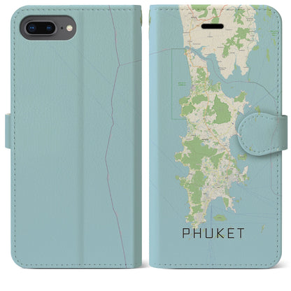 【プーケット（タイ）】地図柄iPhoneケース（手帳タイプ）ナチュラル・iPhone 8Plus /7Plus / 6sPlus / 6Plus 用