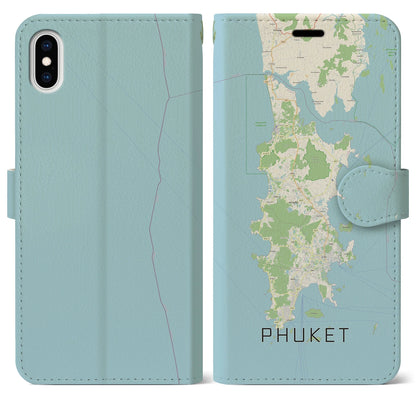 【プーケット（タイ）】地図柄iPhoneケース（手帳タイプ）ナチュラル・iPhone XS Max 用