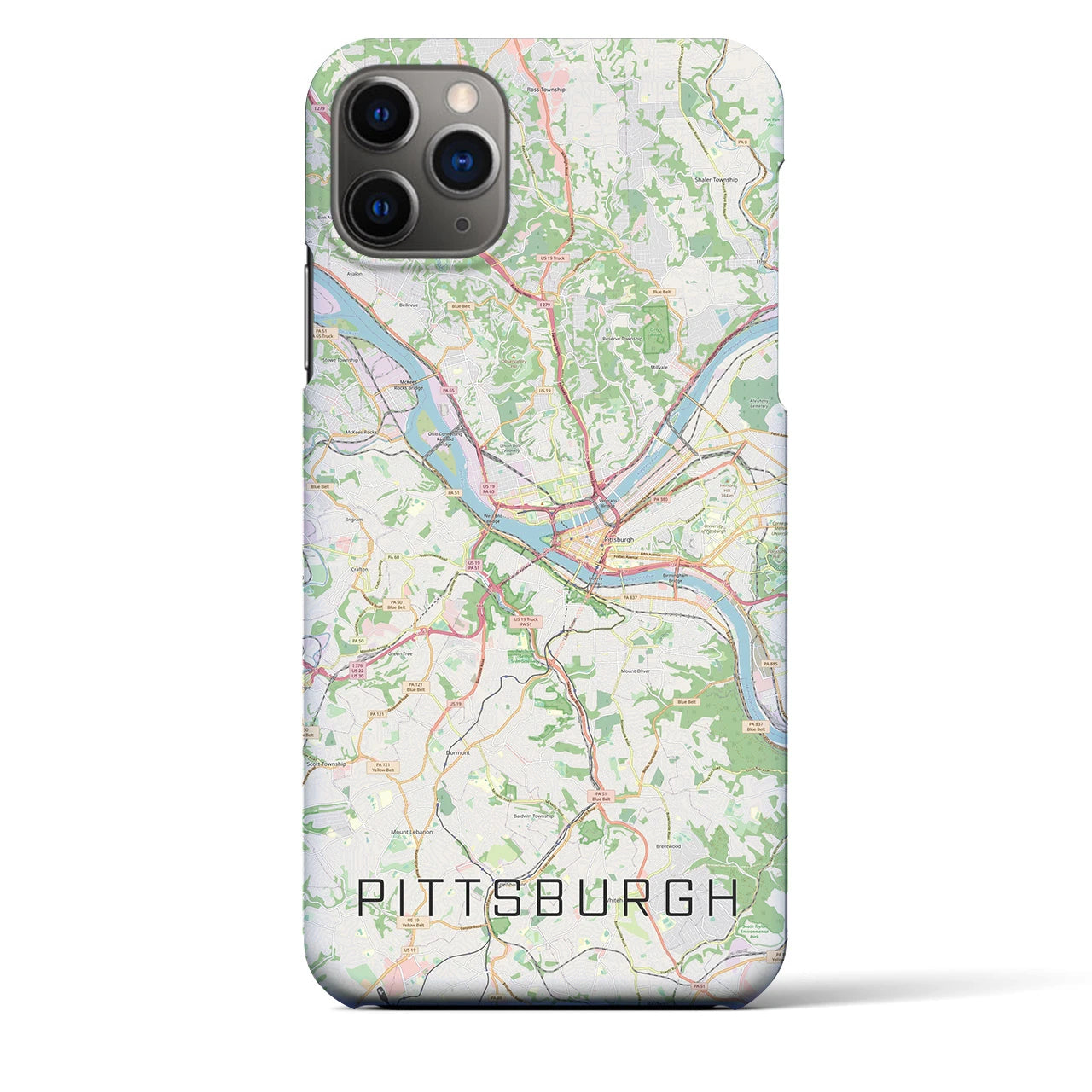 【ピッツバーグ】地図柄iPhoneケース（バックカバータイプ・ナチュラル）iPhone 11 Pro Max 用