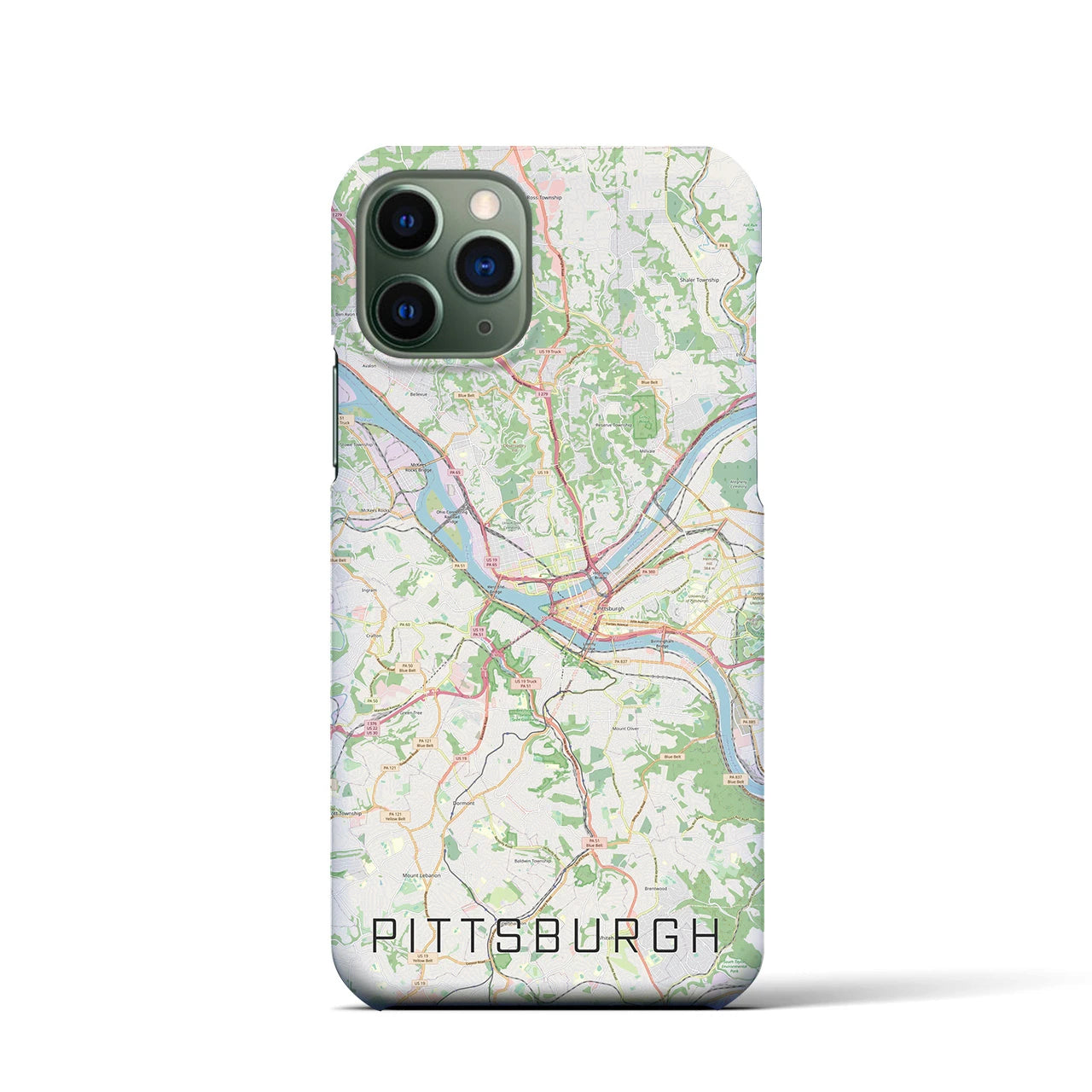 【ピッツバーグ】地図柄iPhoneケース（バックカバータイプ・ナチュラル）iPhone 11 Pro 用