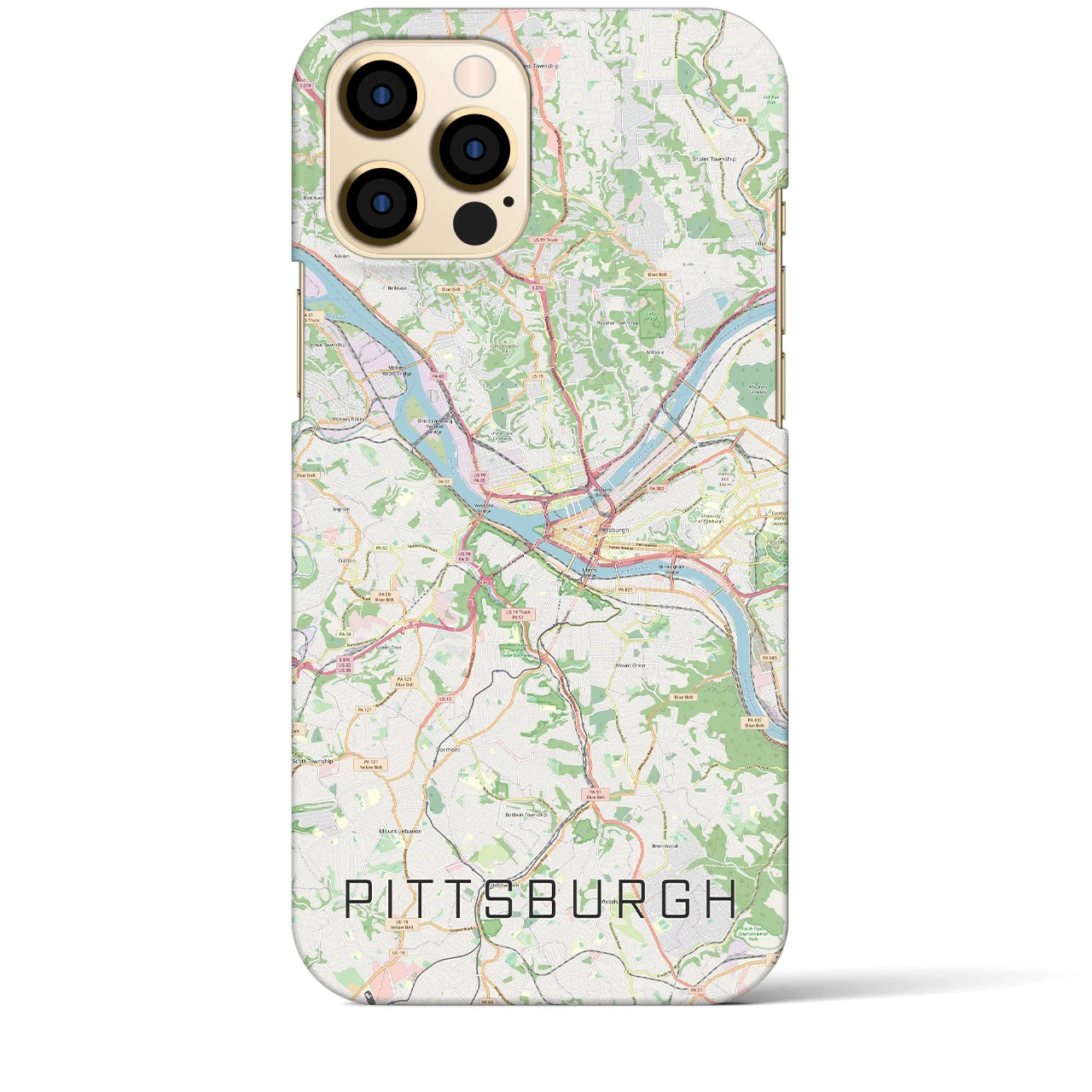 【ピッツバーグ】地図柄iPhoneケース（バックカバータイプ・ナチュラル）iPhone 12 Pro Max 用