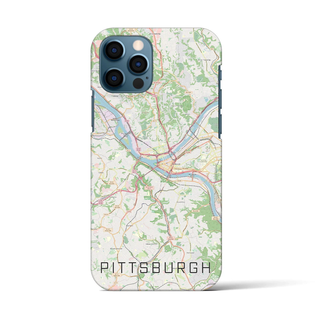 【ピッツバーグ】地図柄iPhoneケース（バックカバータイプ・ナチュラル）iPhone 12 / 12 Pro 用