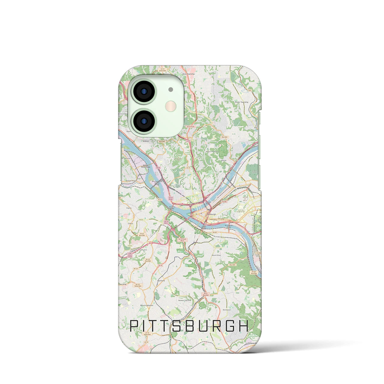 【ピッツバーグ】地図柄iPhoneケース（バックカバータイプ・ナチュラル）iPhone 12 mini 用