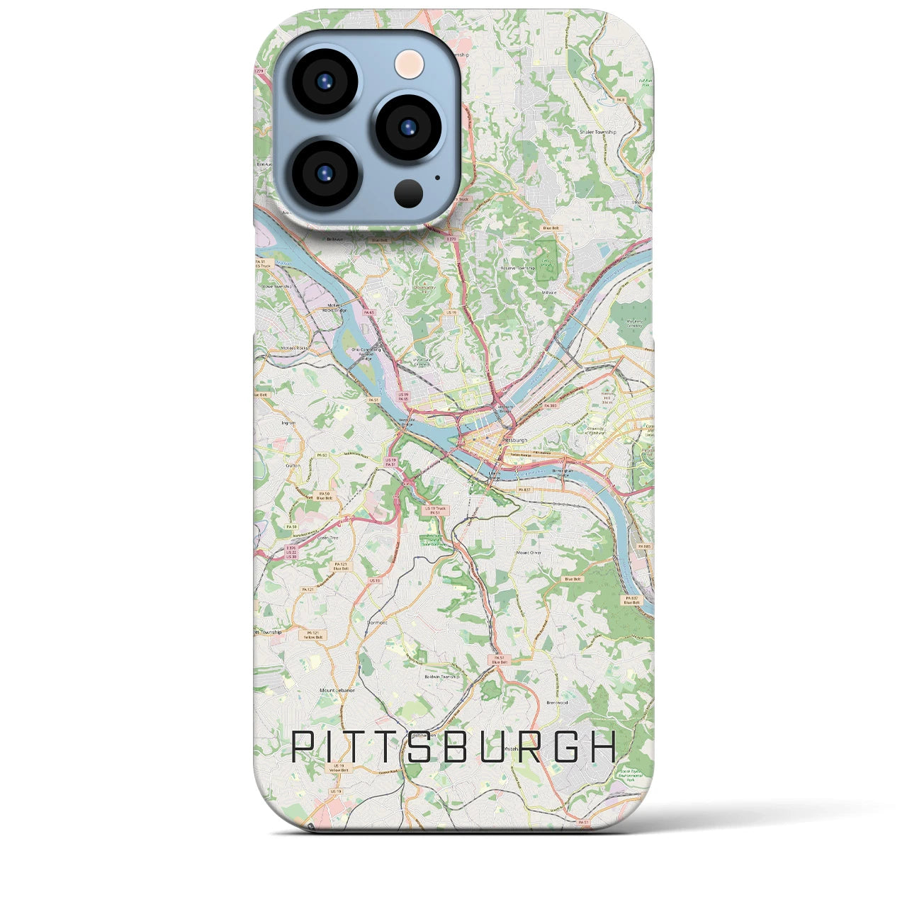 【ピッツバーグ】地図柄iPhoneケース（バックカバータイプ・ナチュラル）iPhone 13 Pro Max 用