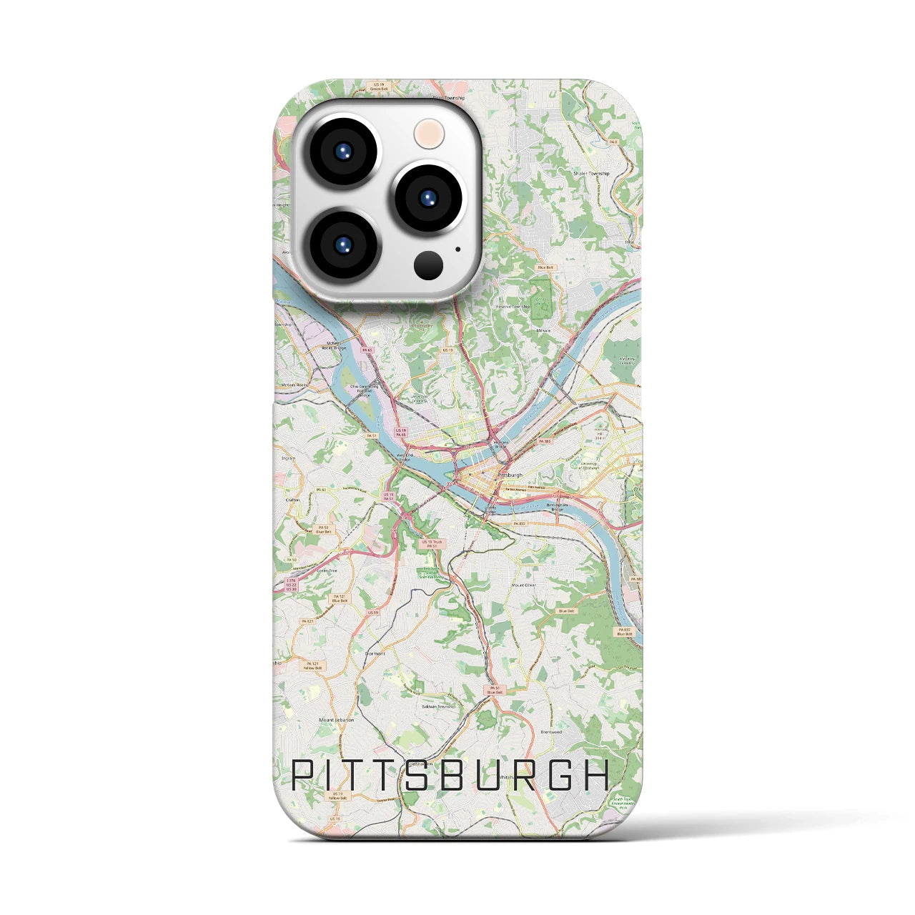 【ピッツバーグ】地図柄iPhoneケース（バックカバータイプ・ナチュラル）iPhone 13 Pro 用