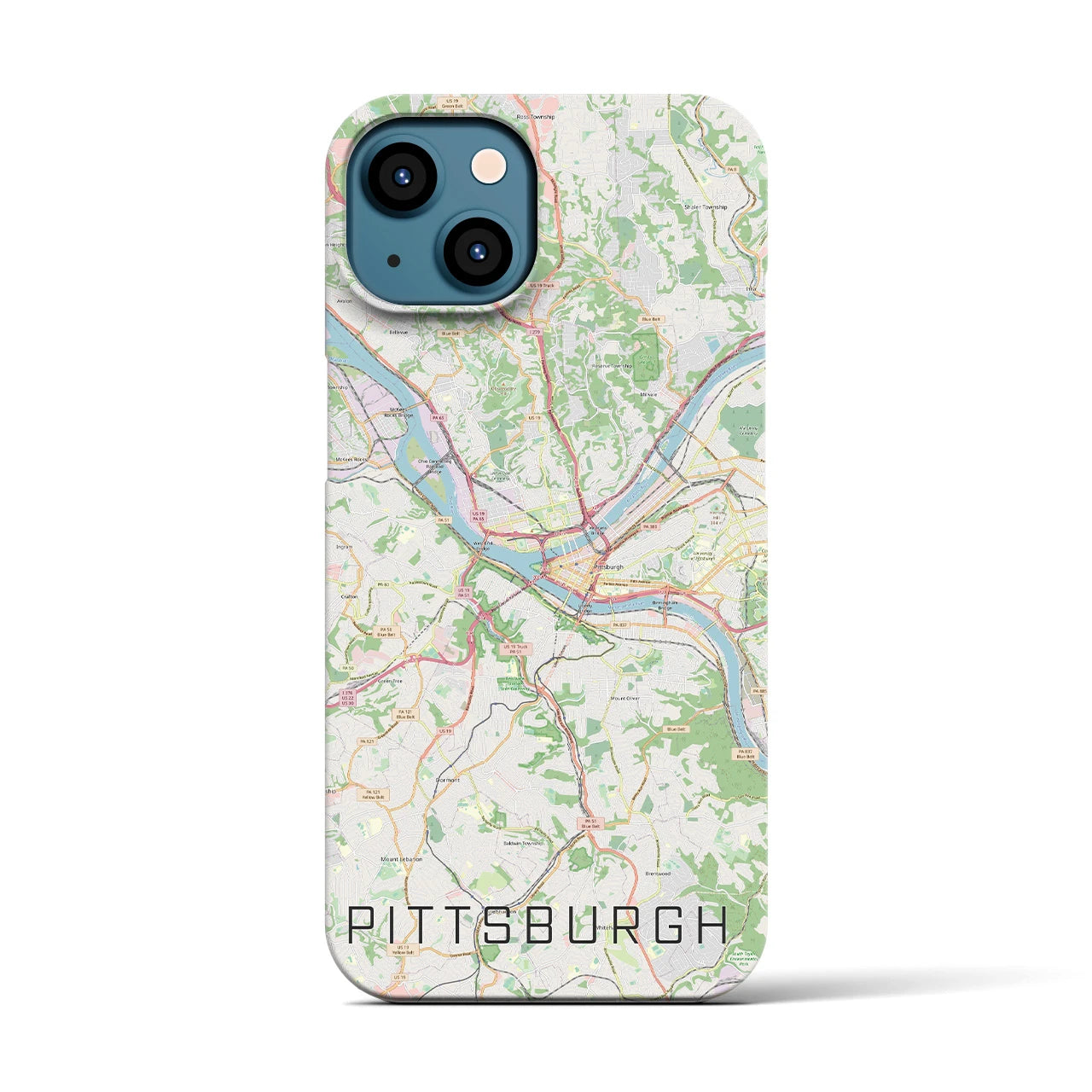【ピッツバーグ】地図柄iPhoneケース（バックカバータイプ・ナチュラル）iPhone 13 用
