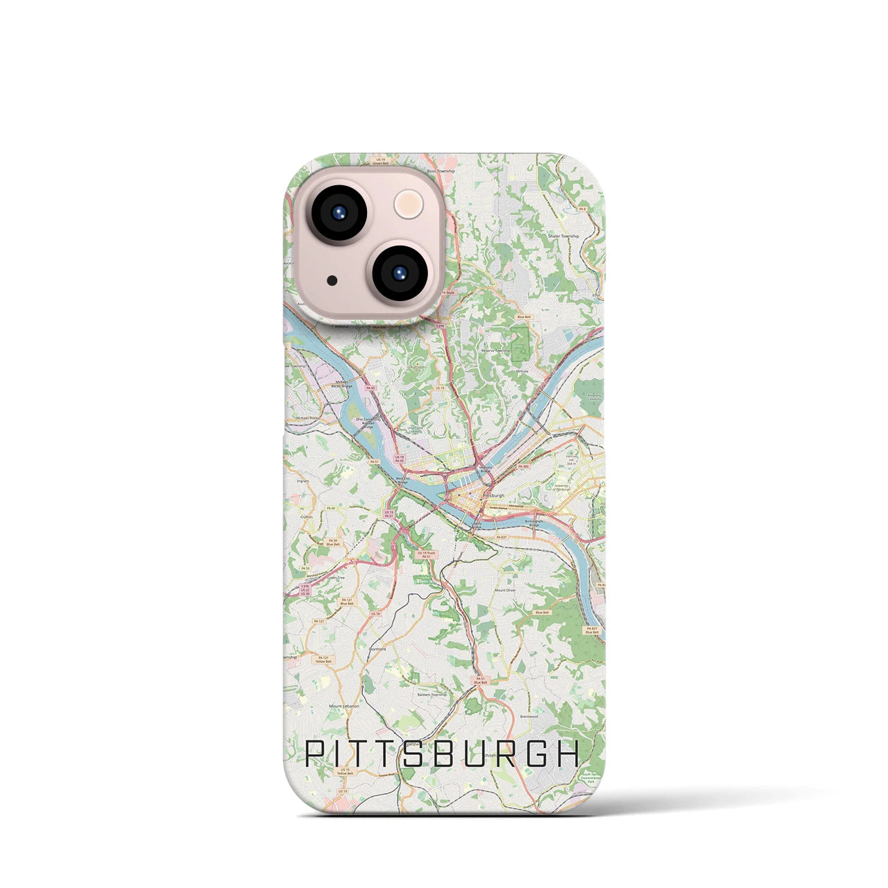 【ピッツバーグ】地図柄iPhoneケース（バックカバータイプ・ナチュラル）iPhone 13 mini 用