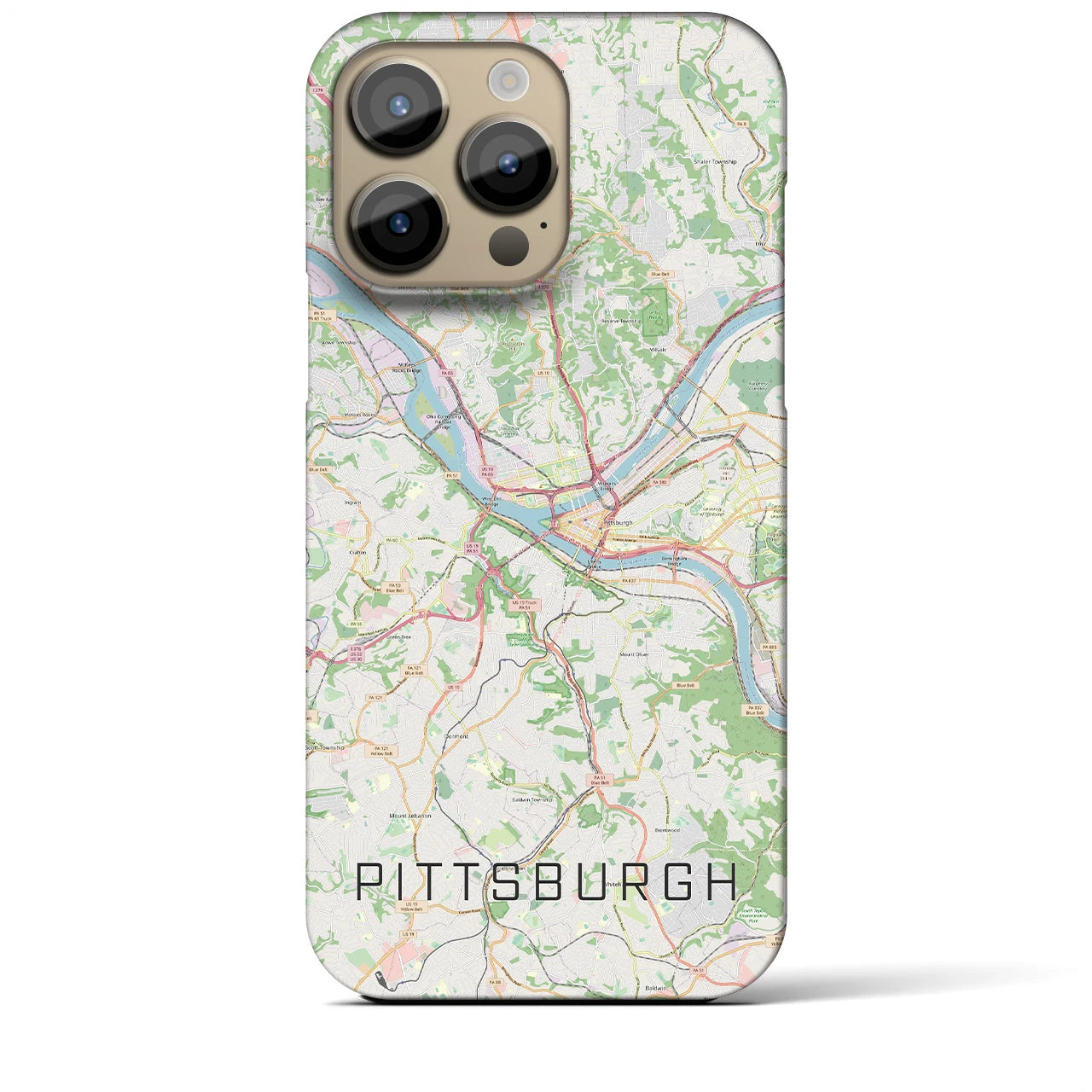【ピッツバーグ】地図柄iPhoneケース（バックカバータイプ・ナチュラル）iPhone 14 Pro Max 用