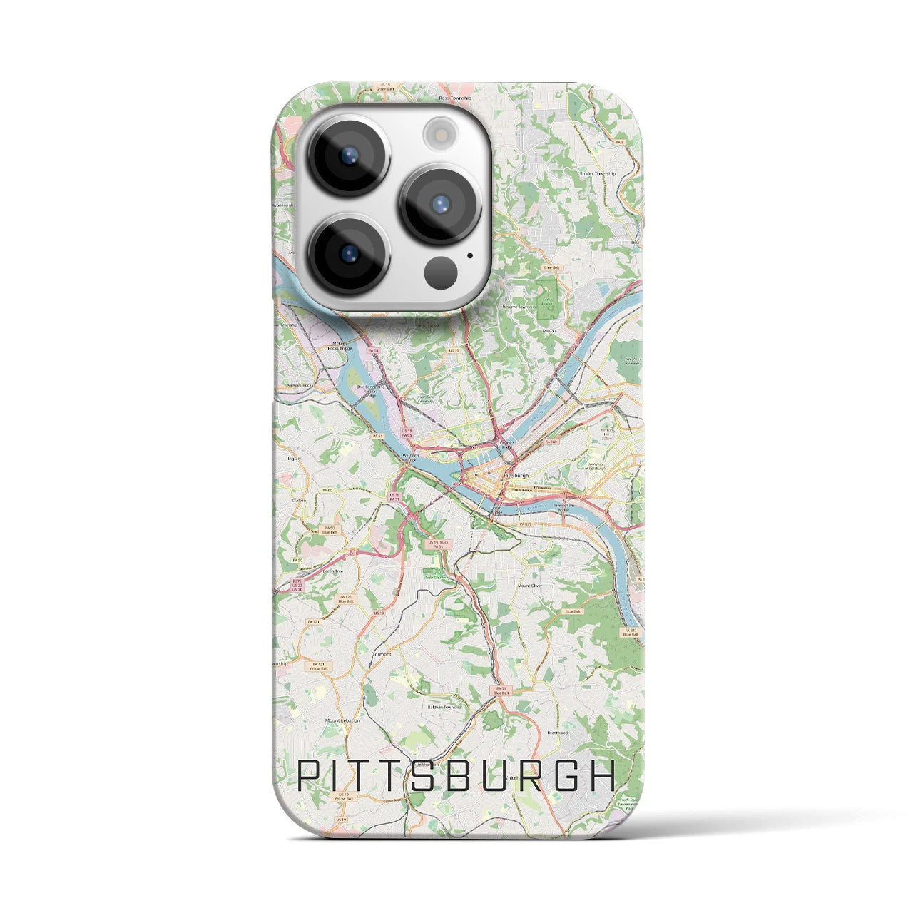 【ピッツバーグ】地図柄iPhoneケース（バックカバータイプ・ナチュラル）iPhone 14 Pro 用