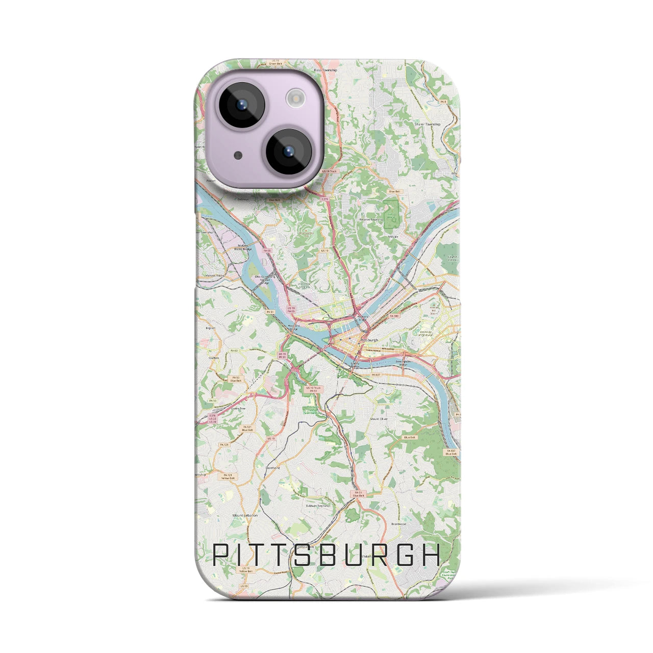 【ピッツバーグ】地図柄iPhoneケース（バックカバータイプ・ナチュラル）iPhone 14 用