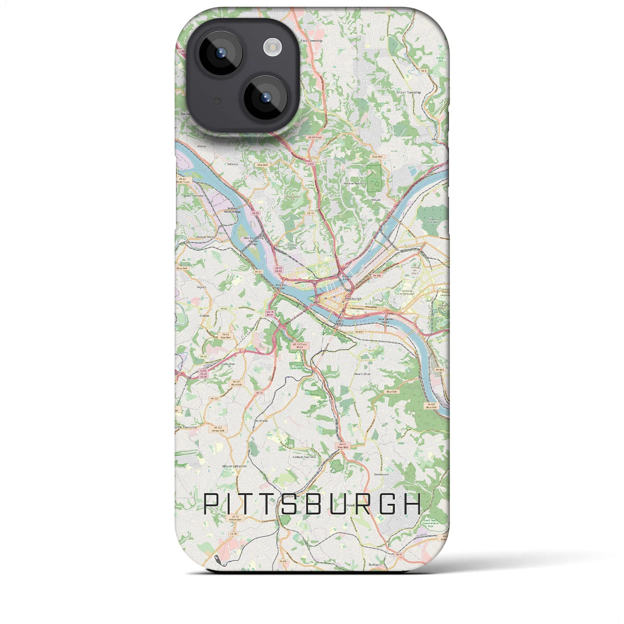【ピッツバーグ】地図柄iPhoneケース（バックカバータイプ・ナチュラル）iPhone 14 Plus 用