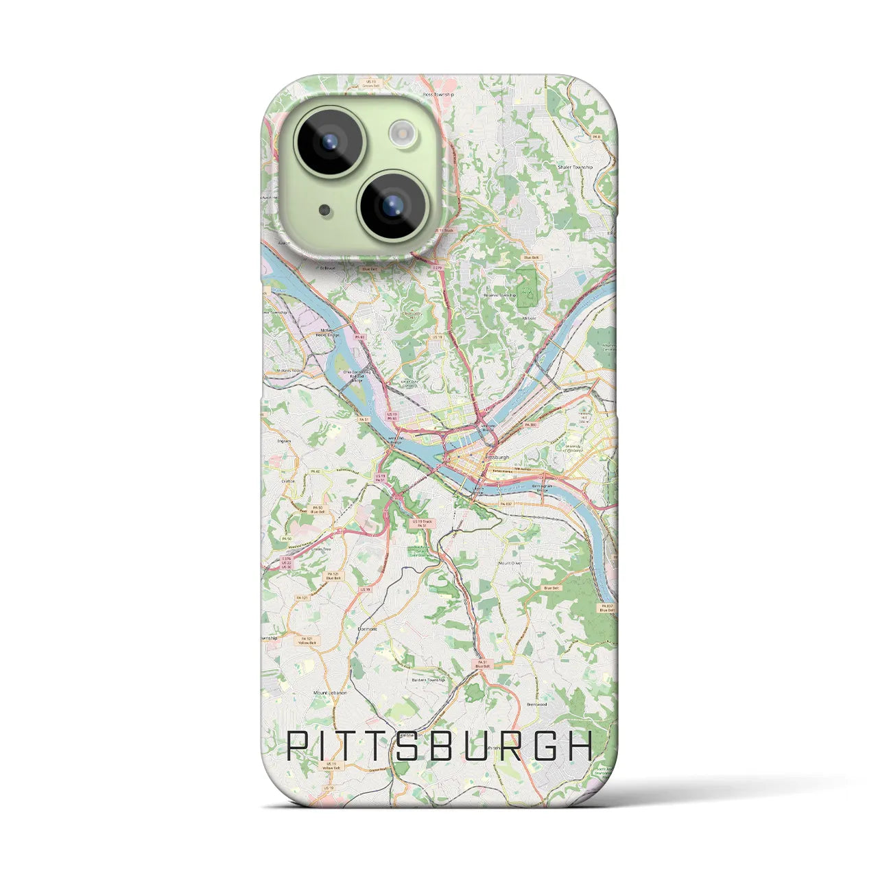 【ピッツバーグ】地図柄iPhoneケース（バックカバータイプ・ナチュラル）iPhone 15 用