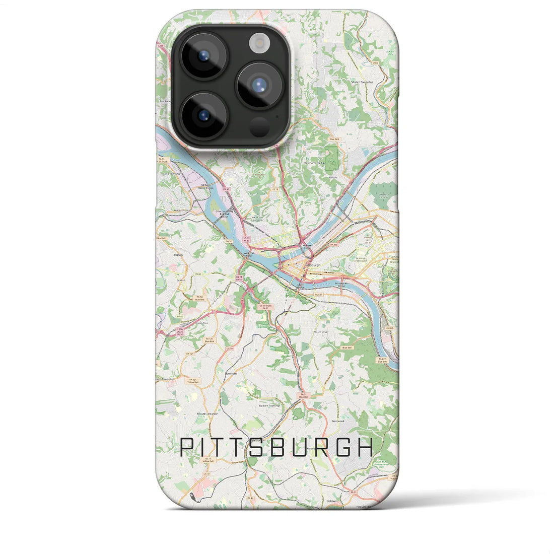 【ピッツバーグ】地図柄iPhoneケース（バックカバータイプ・ナチュラル）iPhone 15 Pro Max 用