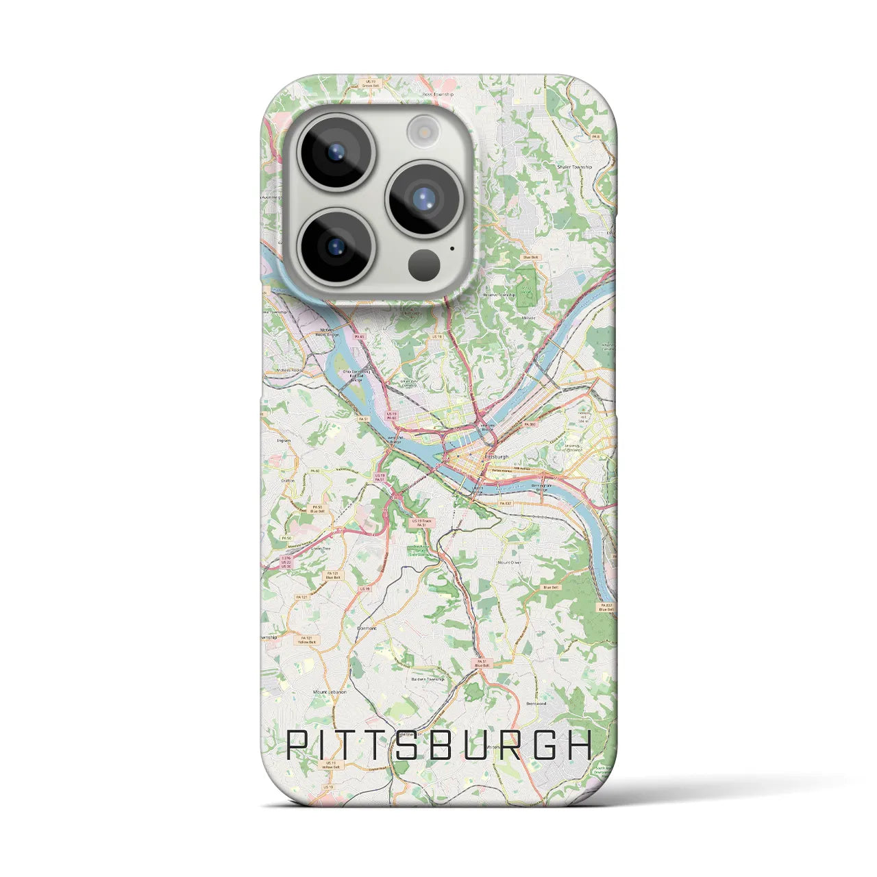 【ピッツバーグ】地図柄iPhoneケース（バックカバータイプ・ナチュラル）iPhone 15 Pro 用