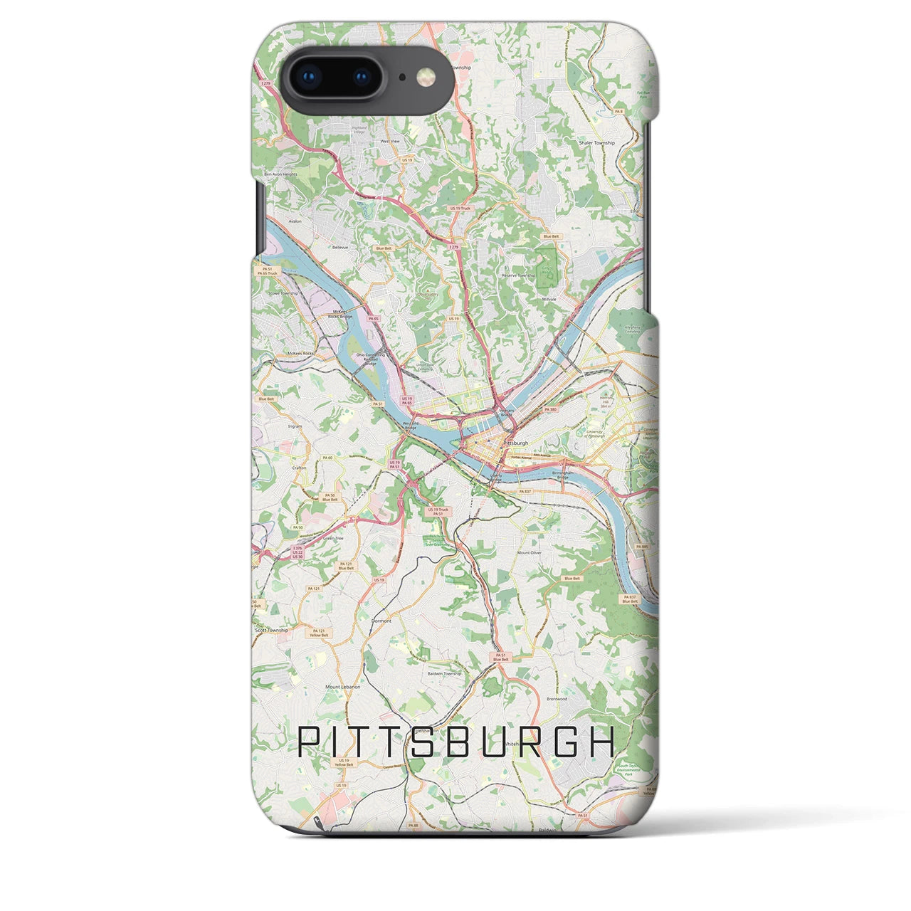 【ピッツバーグ】地図柄iPhoneケース（バックカバータイプ・ナチュラル）iPhone 8Plus /7Plus / 6sPlus / 6Plus 用