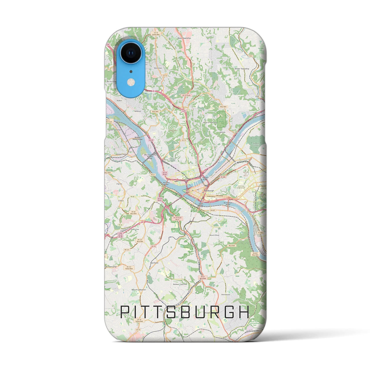 【ピッツバーグ】地図柄iPhoneケース（バックカバータイプ・ナチュラル）iPhone XR 用