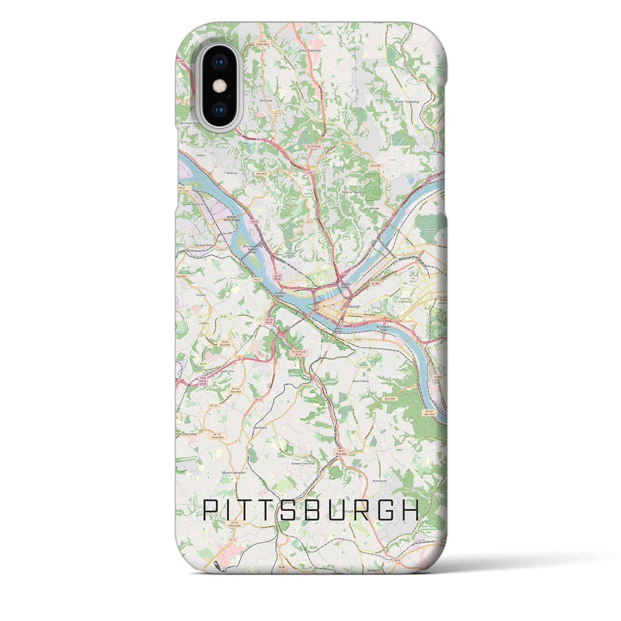 【ピッツバーグ】地図柄iPhoneケース（バックカバータイプ・ナチュラル）iPhone XS Max 用