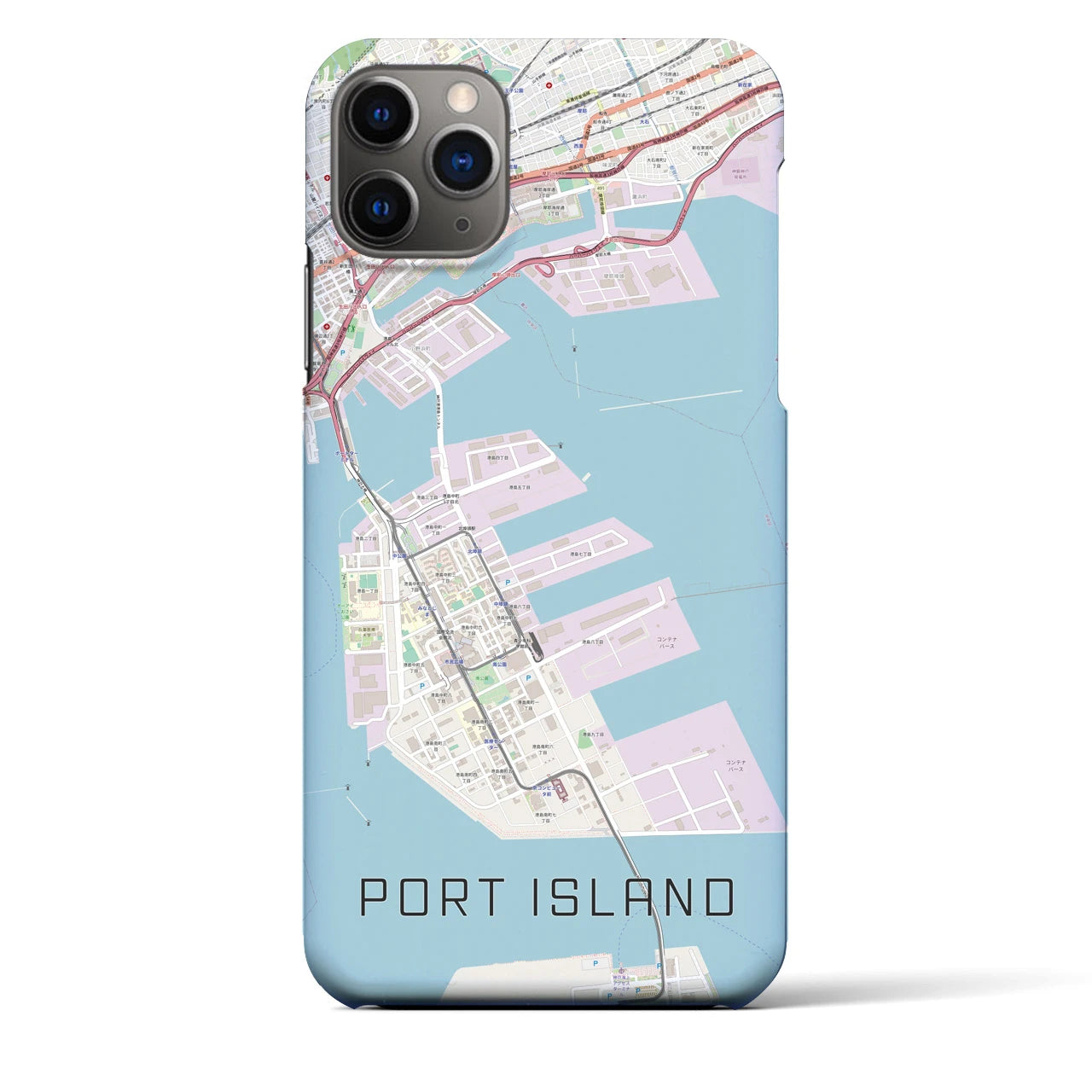 【ポートアイランド】地図柄iPhoneケース（バックカバータイプ・ナチュラル）iPhone 11 Pro Max 用