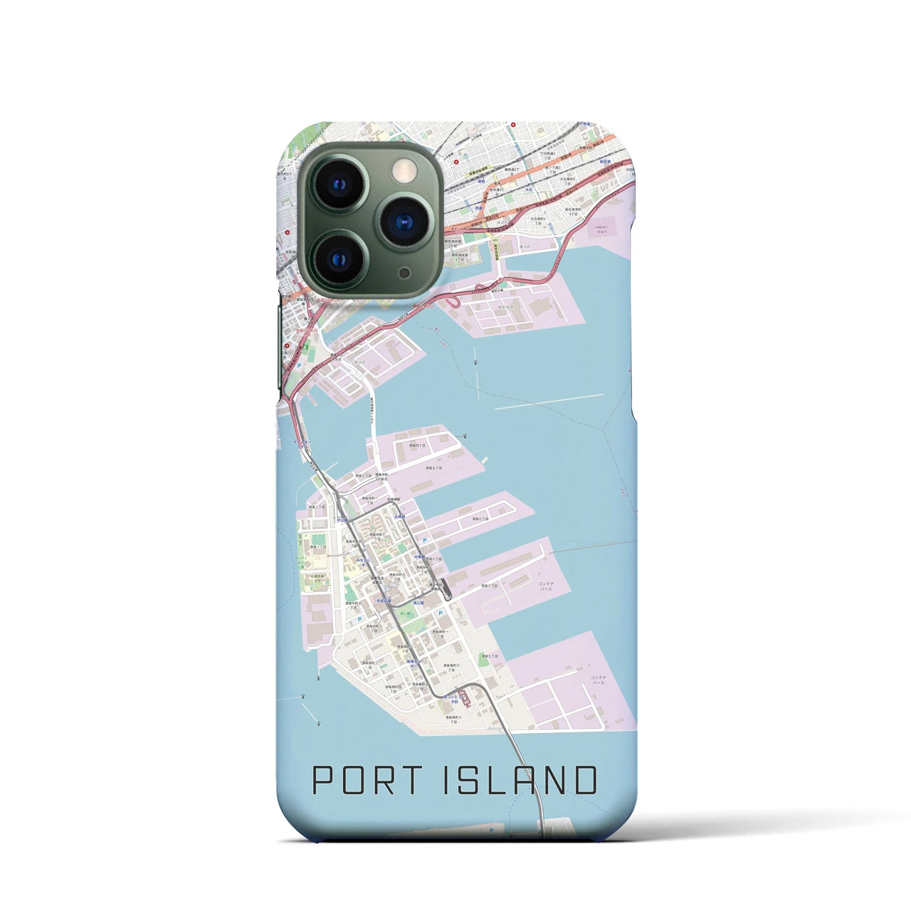 【ポートアイランド】地図柄iPhoneケース（バックカバータイプ・ナチュラル）iPhone 11 Pro 用