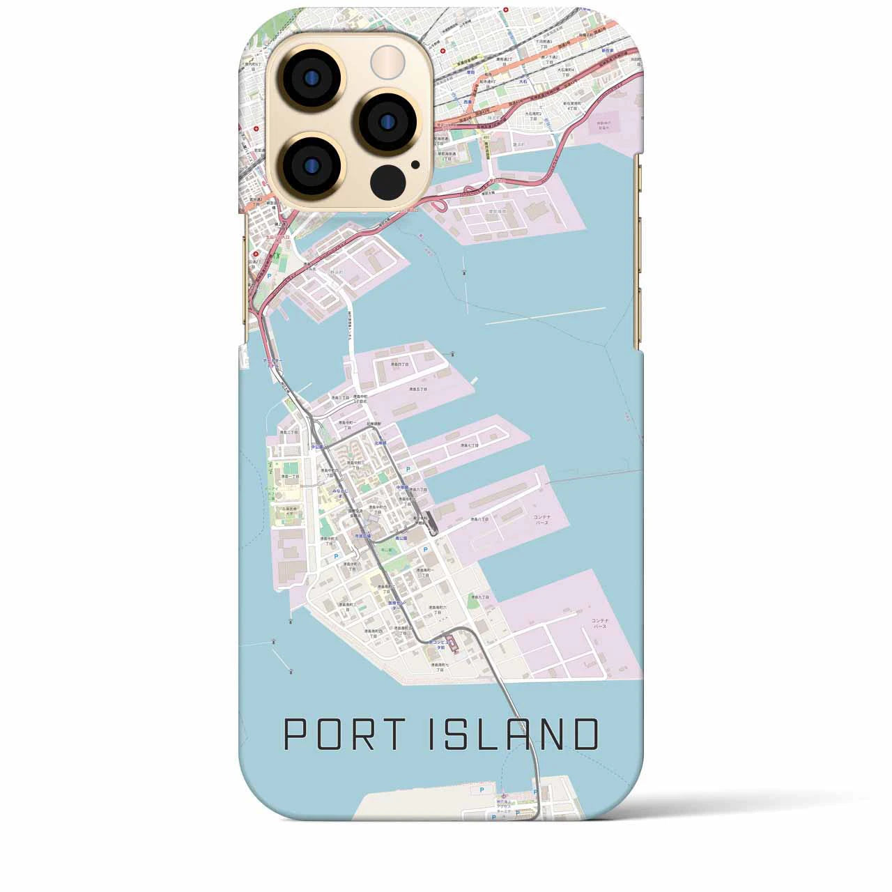 【ポートアイランド】地図柄iPhoneケース（バックカバータイプ・ナチュラル）iPhone 12 Pro Max 用