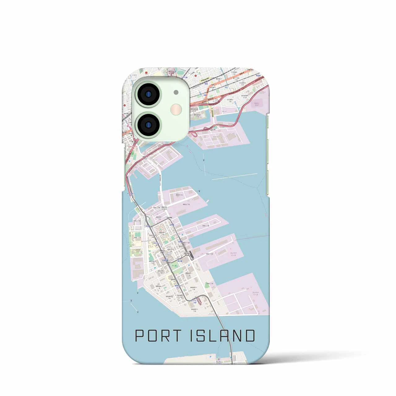 【ポートアイランド】地図柄iPhoneケース（バックカバータイプ・ナチュラル）iPhone 12 mini 用