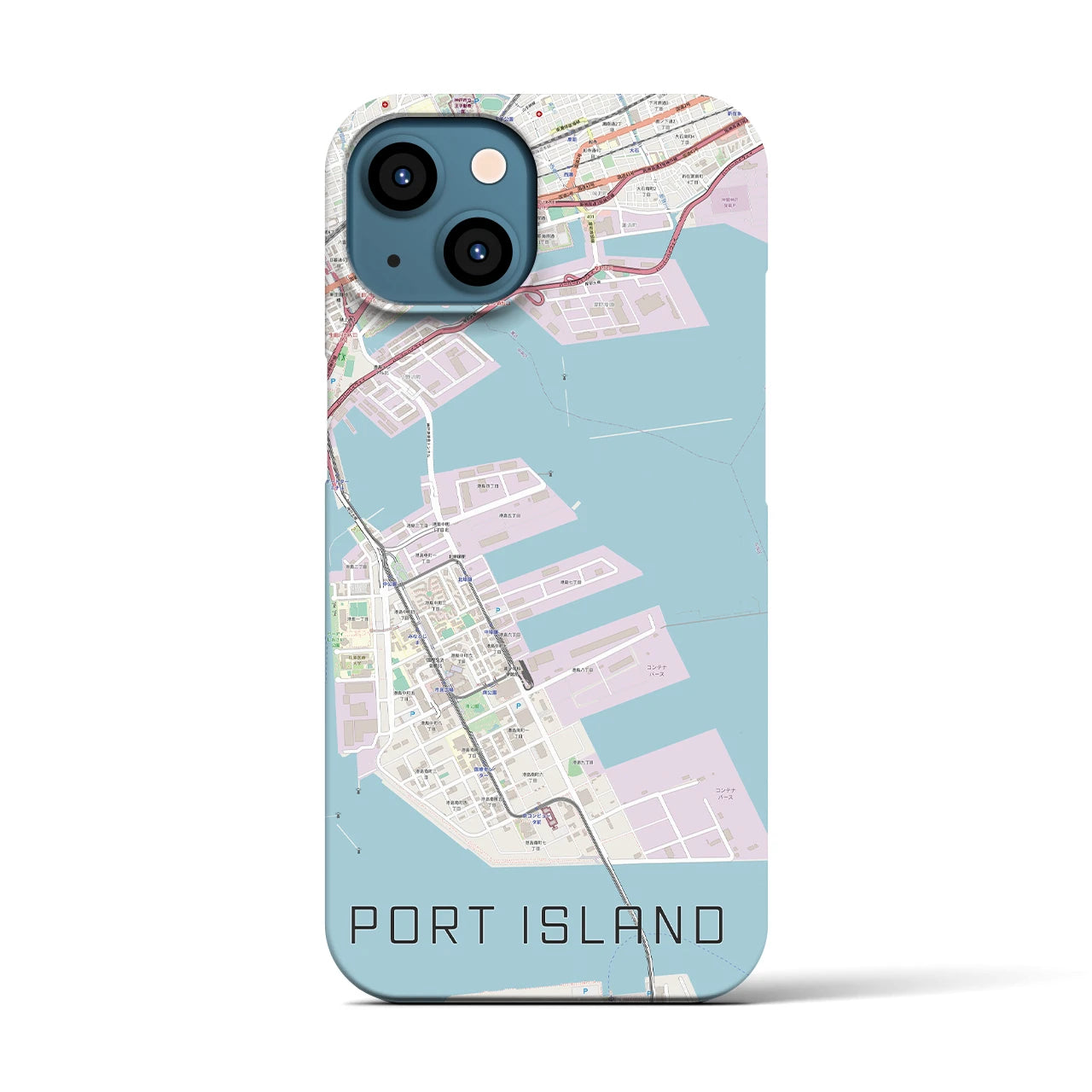 【ポートアイランド】地図柄iPhoneケース（バックカバータイプ・ナチュラル）iPhone 13 用