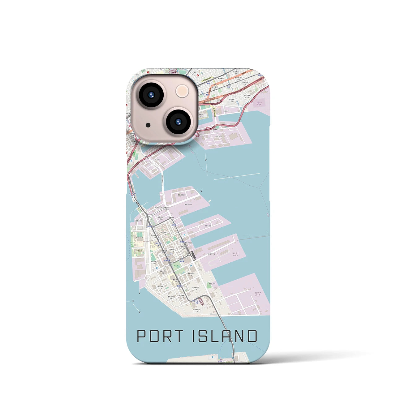 【ポートアイランド】地図柄iPhoneケース（バックカバータイプ・ナチュラル）iPhone 13 mini 用