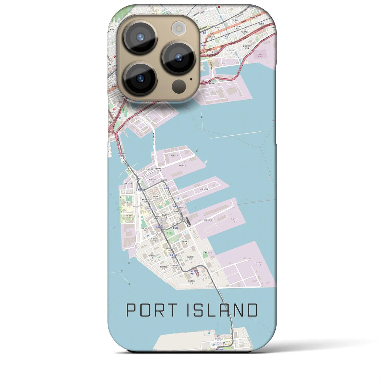 【ポートアイランド】地図柄iPhoneケース（バックカバータイプ・ナチュラル）iPhone 14 Pro Max 用
