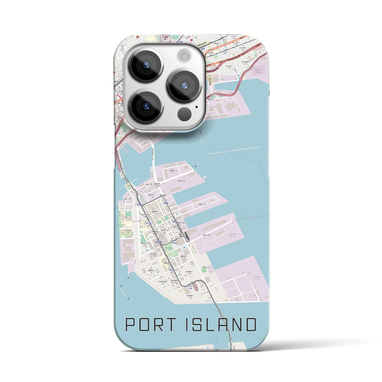 【ポートアイランド】地図柄iPhoneケース（バックカバータイプ・ナチュラル）iPhone 14 Pro 用
