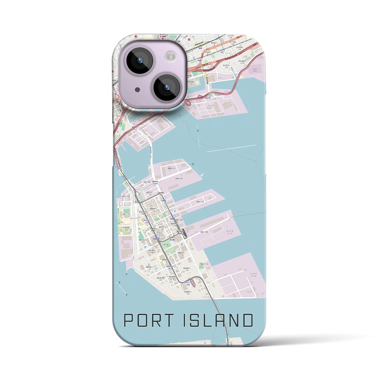 【ポートアイランド】地図柄iPhoneケース（バックカバータイプ・ナチュラル）iPhone 14 用
