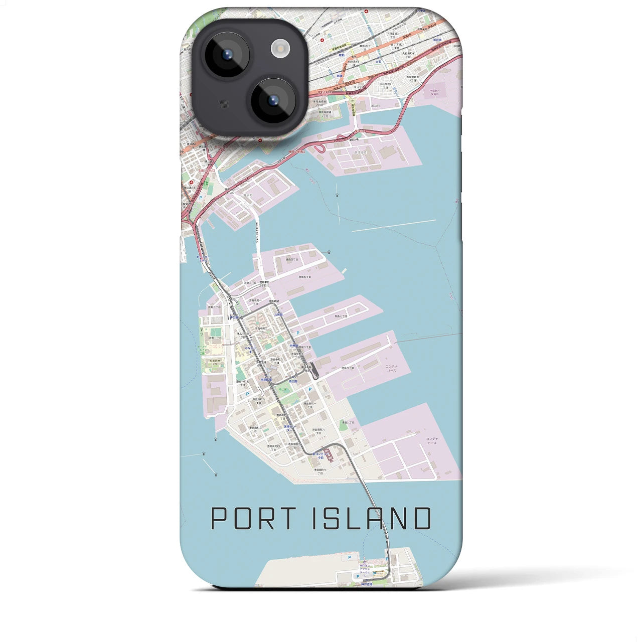 【ポートアイランド】地図柄iPhoneケース（バックカバータイプ・ナチュラル）iPhone 14 Plus 用