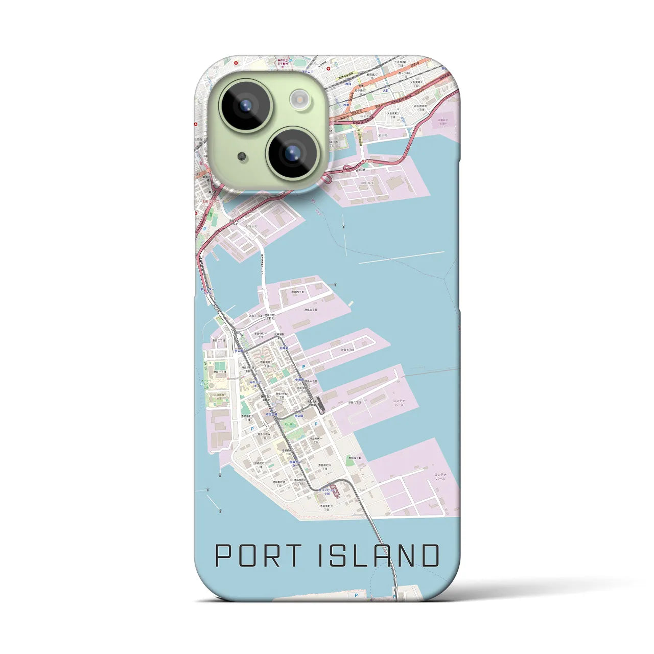 【ポートアイランド】地図柄iPhoneケース（バックカバータイプ・ナチュラル）iPhone 15 用