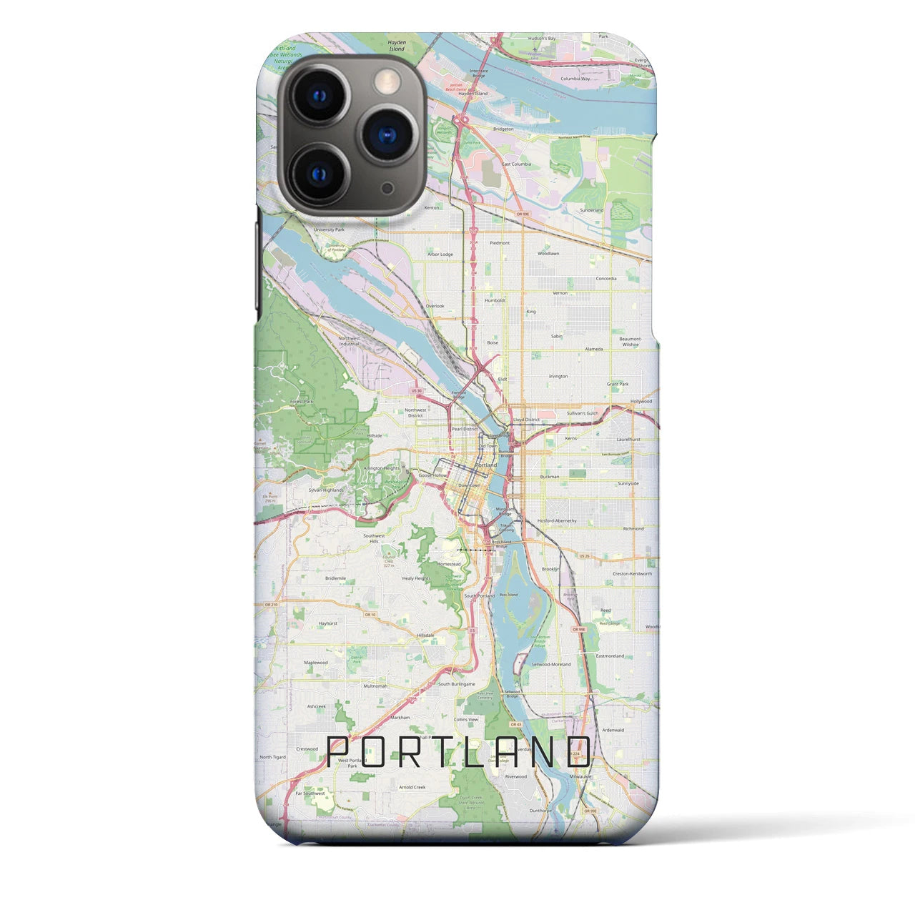 【ポートランド】地図柄iPhoneケース（バックカバータイプ・ナチュラル）iPhone 11 Pro Max 用