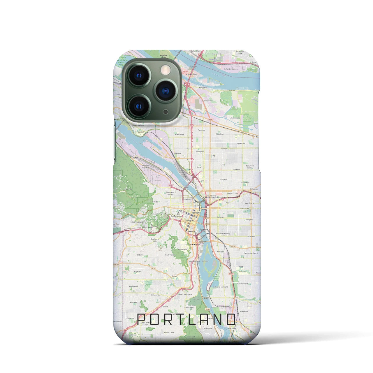 【ポートランド】地図柄iPhoneケース（バックカバータイプ・ナチュラル）iPhone 11 Pro 用
