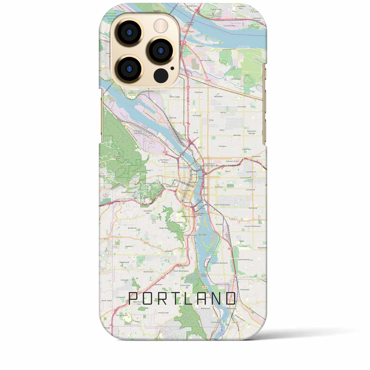 【ポートランド】地図柄iPhoneケース（バックカバータイプ・ナチュラル）iPhone 12 Pro Max 用