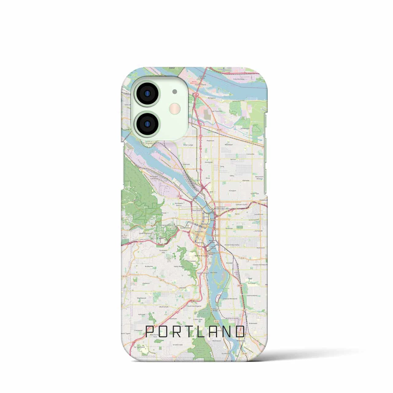【ポートランド】地図柄iPhoneケース（バックカバータイプ・ナチュラル）iPhone 12 mini 用
