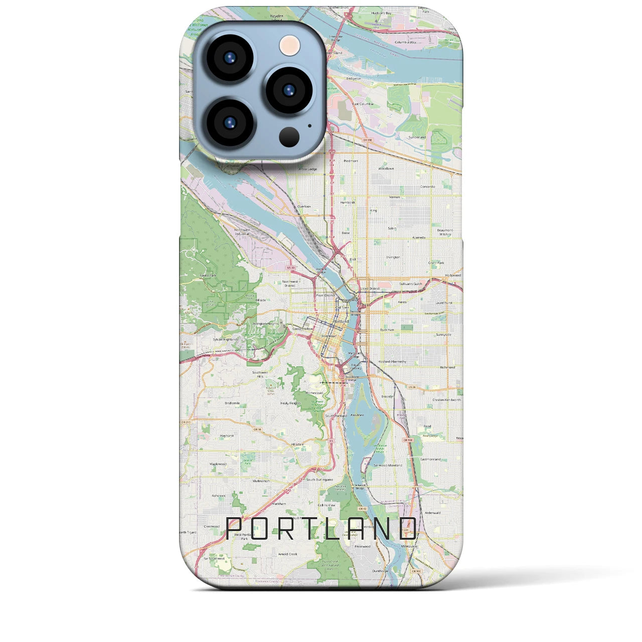 【ポートランド】地図柄iPhoneケース（バックカバータイプ・ナチュラル）iPhone 13 Pro Max 用