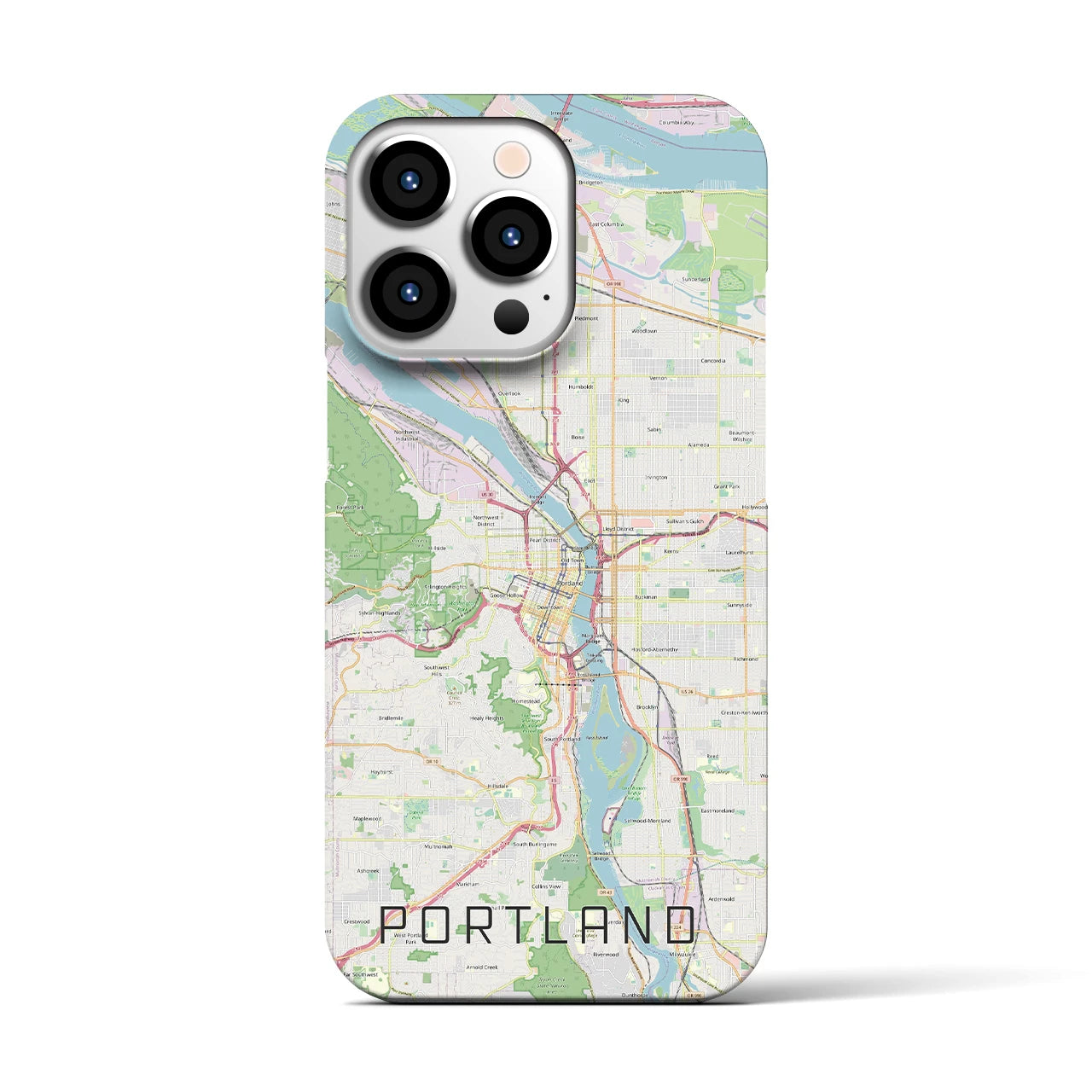【ポートランド】地図柄iPhoneケース（バックカバータイプ・ナチュラル）iPhone 13 Pro 用