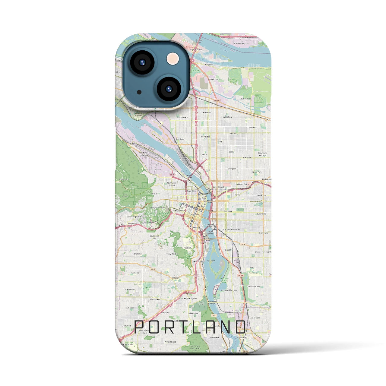 【ポートランド】地図柄iPhoneケース（バックカバータイプ・ナチュラル）iPhone 13 用